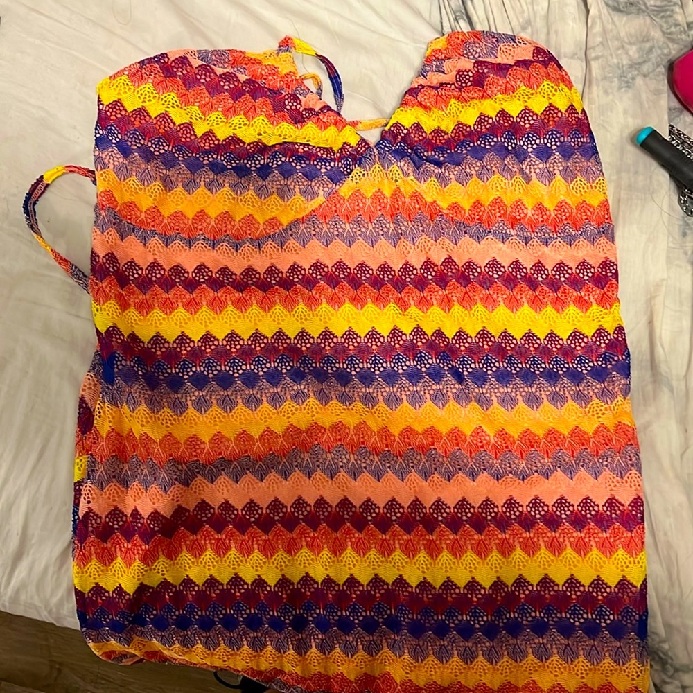 Colorful long dress with back open
